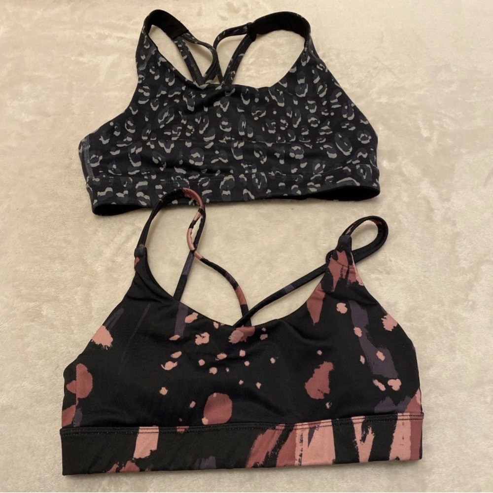 Old Navy & Marika Black and Pink Patterned Sports Bras